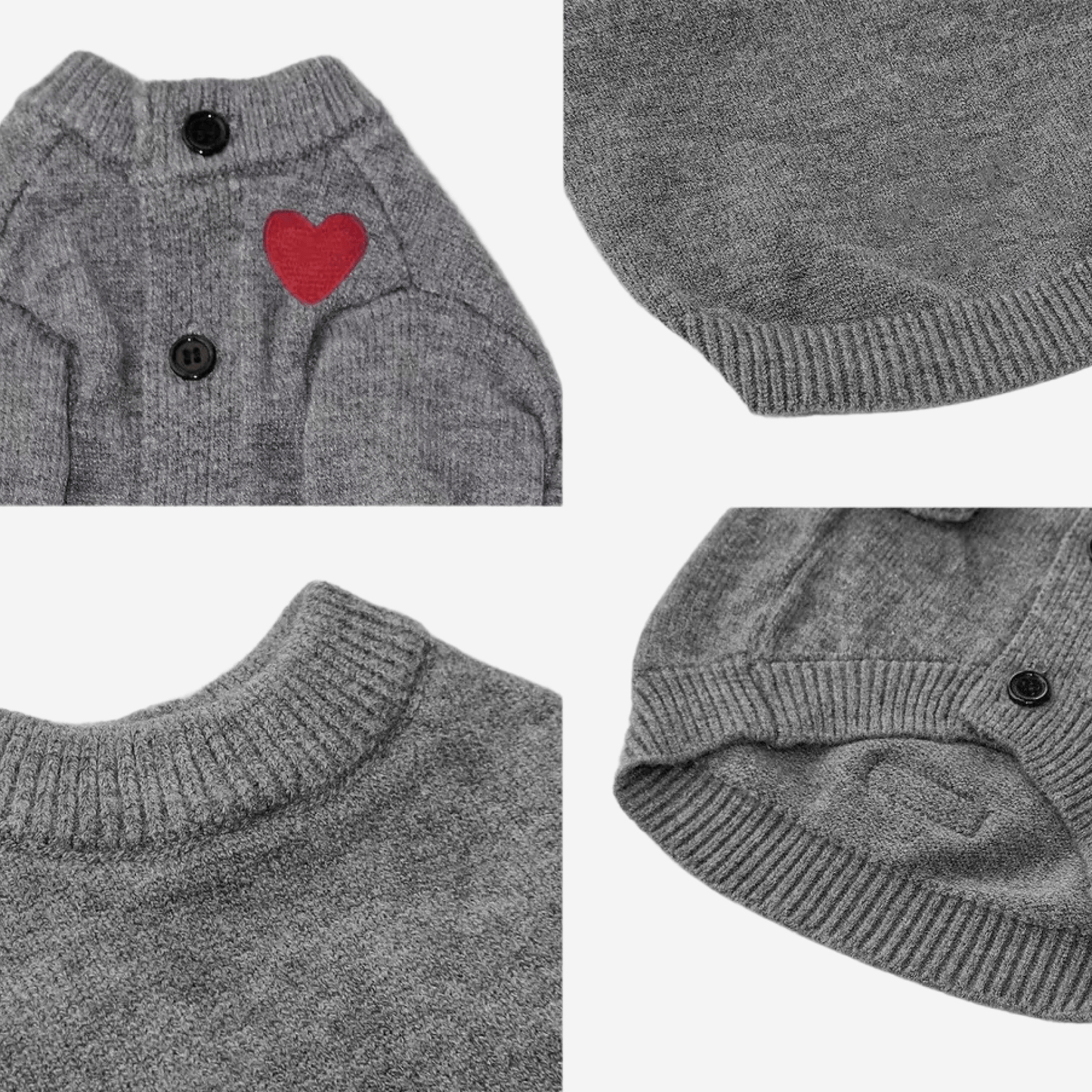 Knitted Cardigan – Heart Detail – Dark Grey