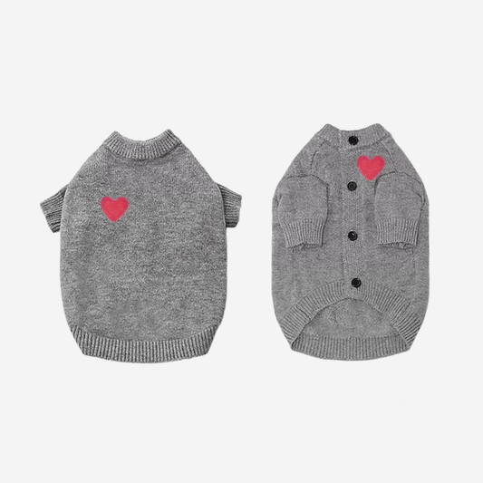 Knitted Cardigan – Heart Detail – Dark Grey KZ