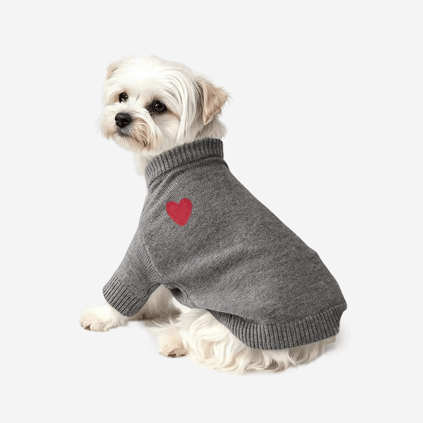 Knitted Cardigan – Heart Detail – Dark Grey