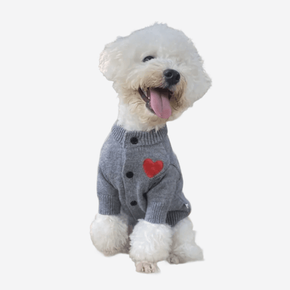 Knitted Cardigan – Heart Detail – Dark Grey