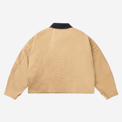 Свободная рабочая куртка из плотной парусины – бежевая