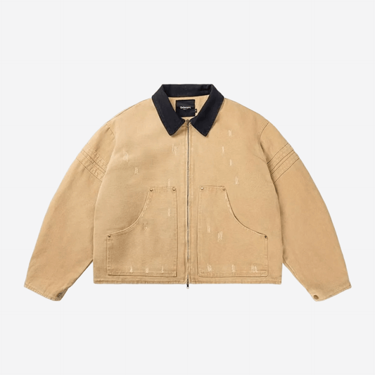 Relaxed heavy canvas workwear jacket – beige