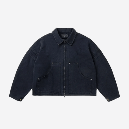 Relaxed heavy canvas workwear jacket – dark blue