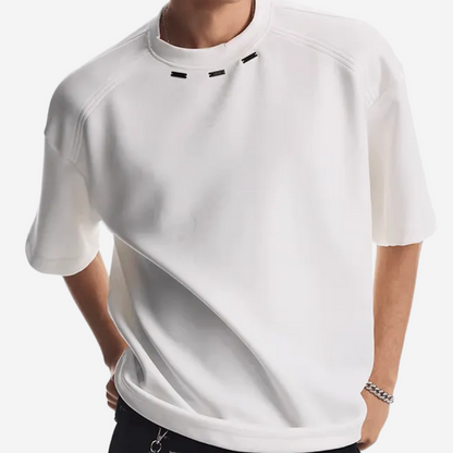 Футболка оверсайз с металлическими деталями - белая