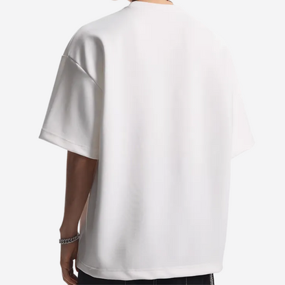 Футболка оверсайз с металлическими деталями - белая