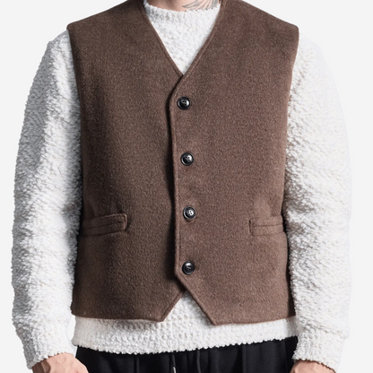 Жилет с V-образным вырезом из смесовой шерсти — коричневый