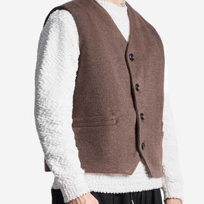 Жилет с V-образным вырезом из смесовой шерсти — коричневый