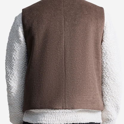 Жилет с V-образным вырезом из смесовой шерсти — коричневый