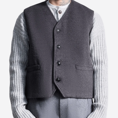 Жилет с V-образным вырезом из смесовой шерсти — серый